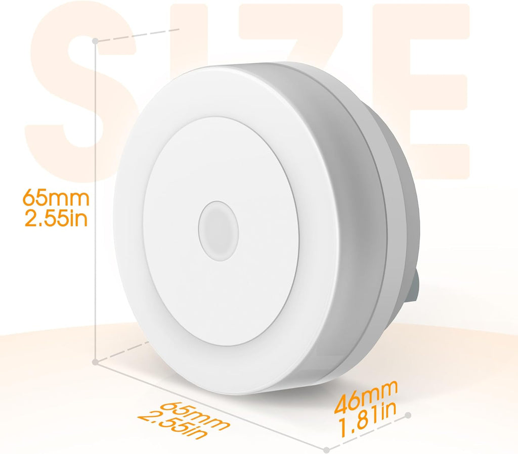 Illuminate Your Nights with Our LED Baby Night Lights - 4 Pack of Plug-in Warm White Nightlights with Light Sensors for Kids' Rooms, Bathrooms, and Hallways